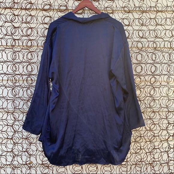 Victoria’s Secret navy slinky button down sleep shirt MEDIUM - Picture 3 of 5